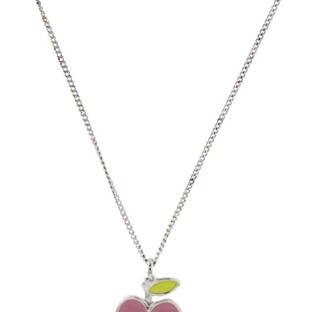 Christian Dior Silver Chain Necklace with Pink Apple Pendant